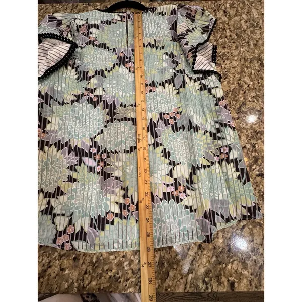 Kate Spade‎ Dahlia Burnout Top Blue Floral Boho Flutter Sleeve Blouse Women's XS - Image 9