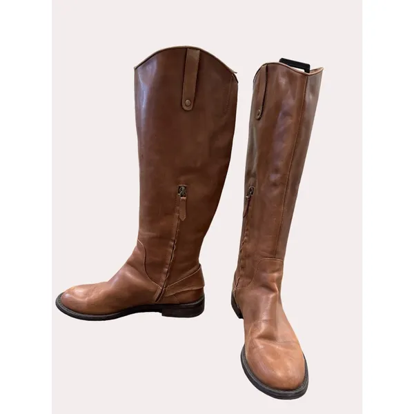 Halogen Ken Brown women’s brown leather knee boots equestrian size 5.5 SKU 6169 - Image 3