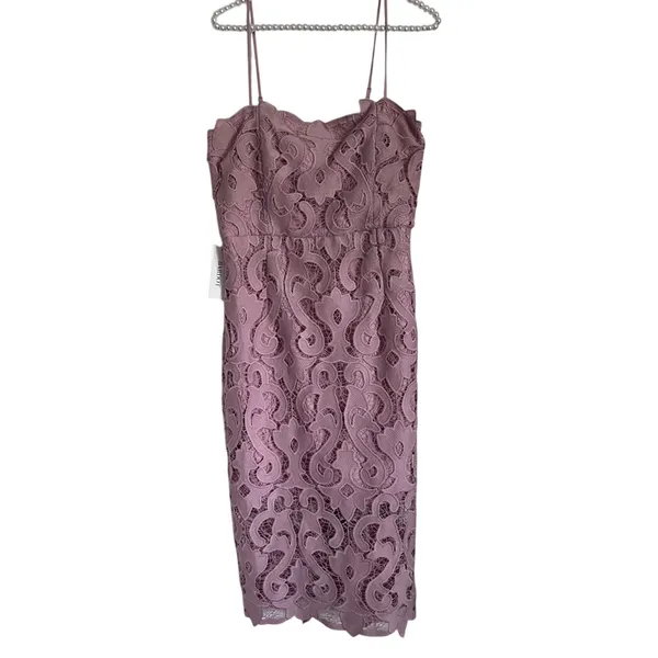 REVOLVE Bardot Lina Lace Sheath Dress NWT Size 8 Rose Pink Midi - Image 3