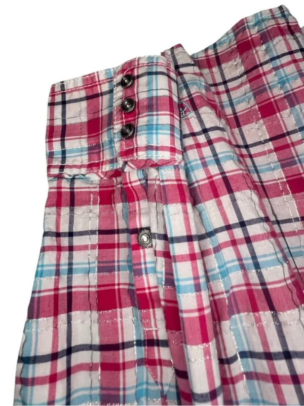 Ariat Fitted Pink White And Blue Fitted Plaid Western Snap Shirt W/Rhinestones - Image 2