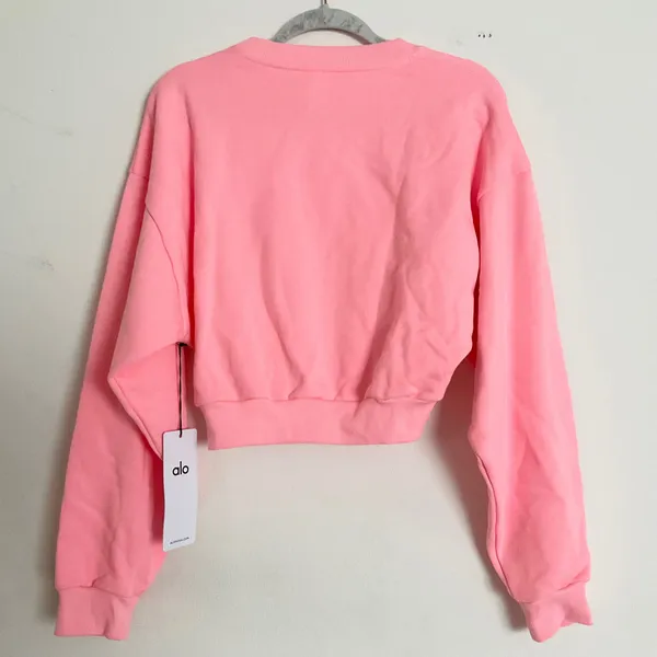 Alo Yoga Cropped Accolade Crewneck Neon Bubblegum M - Image 7