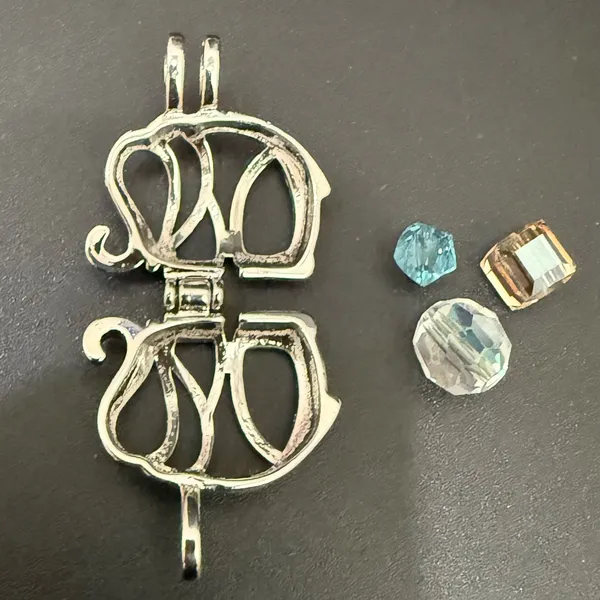 925 Sterling Silver Cage Elephant Pendant with Beads 6g. - Image 9