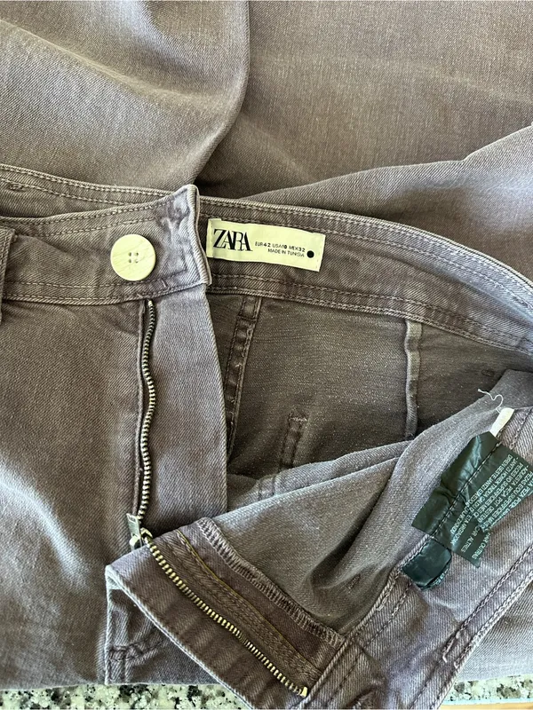 ZARA The Marine Straight Jeans Cropped Wide Leg in Lilac Sz. 10 - Image 9