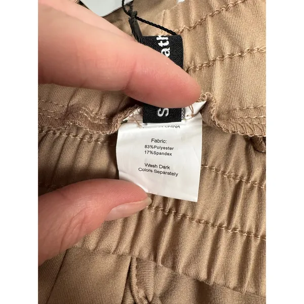 Sarin Mathews Womens Wide Leg Lounge Pants Camel Tan High Waist‎ Drawstring L - Image 8