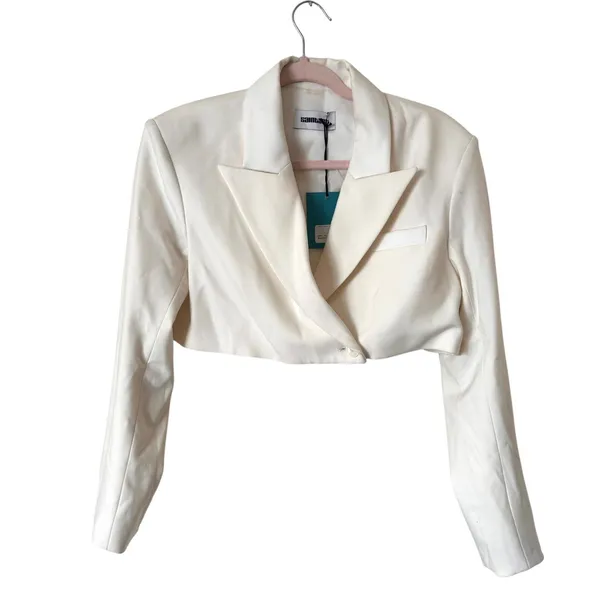 SAINT ART Bryn Cropped Tuxedo‎ Blazer White NWT Small - Image 2