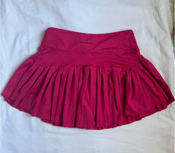 Hot Pink Pleated Gold Hinge Skirt  - Image 2
