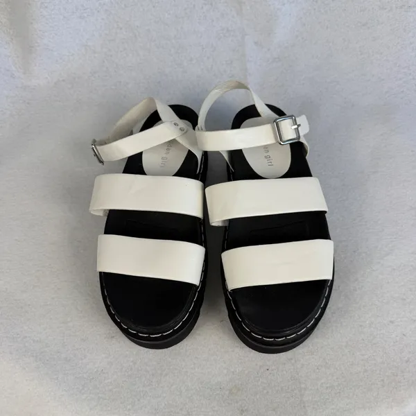 Madden‎ Girl Doral White Black Chunky Platform Strappy Sandals Women US 8.5 - Image 4