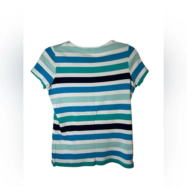 St. John’s Bay Women’s‎ Striped Short Sleeve T-Shirt Size Small 100% Cotton - Image 5