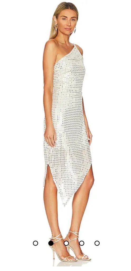 Lovers + Friends Revolve Sequin White One-Shoulder Dress - Image 2
