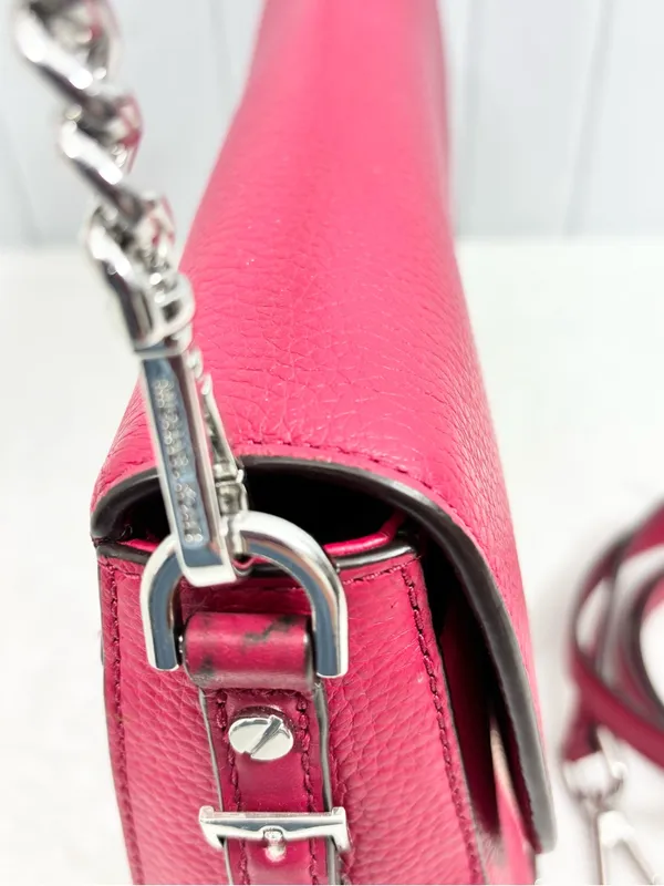 Michael Kors Handbag Bedford Legacy Leather Flap Crossbody Raspberry Pink - Image 10