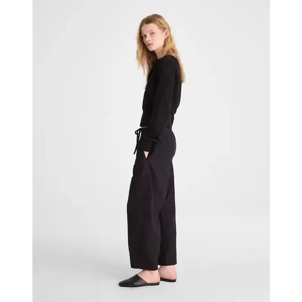 Madewell Pull-On Barrel-Leg Utility Pants in Poplin Cotton Black Wide Leg XL NWT - Image 3