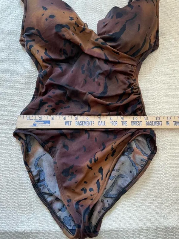 Miraclesuit One Piece Swimsuit Size 8 Ruched Underwire Vintage 90s High Cut - Image 6