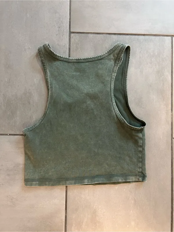 OFFLINE by Aerie Cropped Scoop-neck Tank — Mineral-washed Green - Image 3