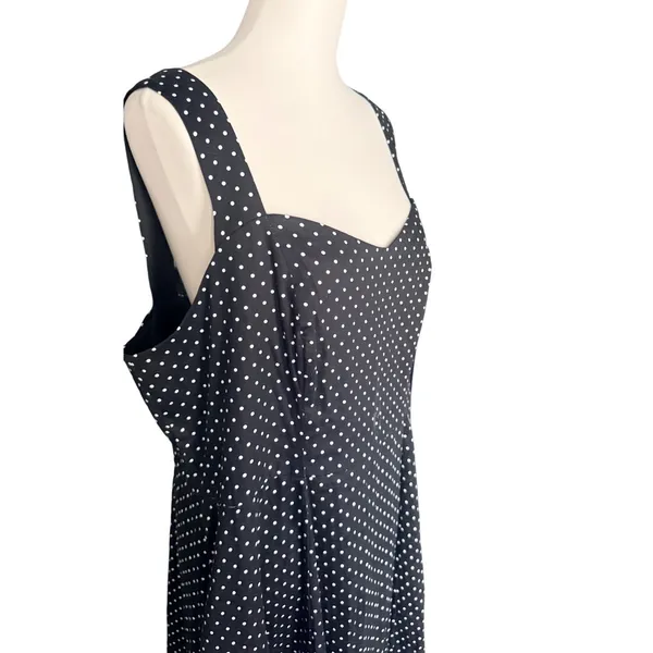 Torrid Black White Polka Dot Sweetheart Cutout Back Fit Flare Midi Dress Size 18 - Image 3