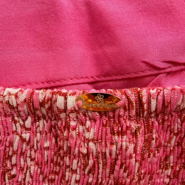 Poupette St. Barth Long Dress Thelma Pink Akoy Shimmer Maxi Small Strapless - Image 7