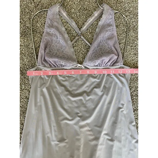 Lingerie Victoria’s Secret Gray Lavender Lace Babydoll Chemise Nightgown S - Image 3