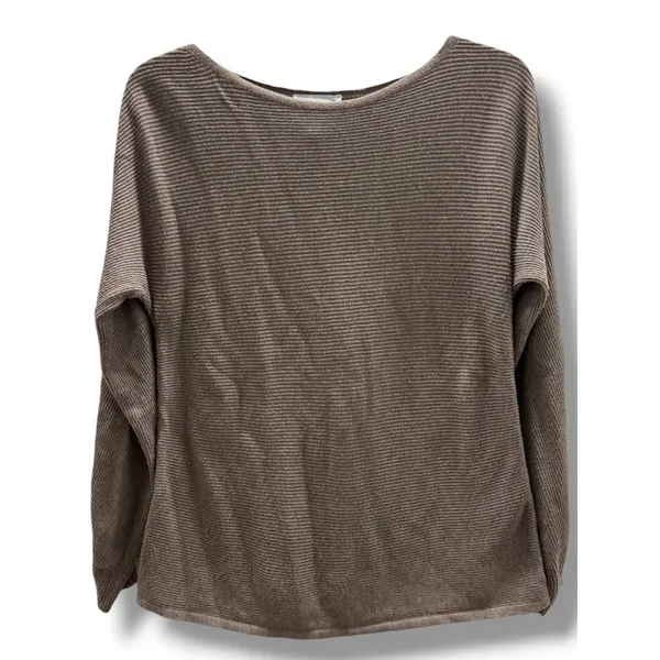 Soma WKND Womens Taupe Ribbed Boat Neck Long Sleeve Sweater XS Relaxed Fit‎ - Image 2