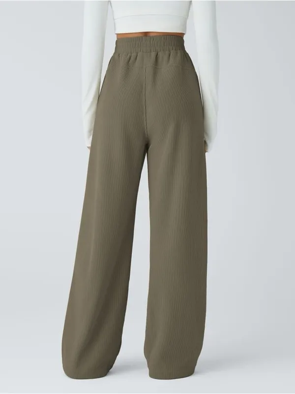 HALARA High Waisted Pocket Straight Leg Baggy Mop Corduroy Pants - Sea Turtle - Image 3