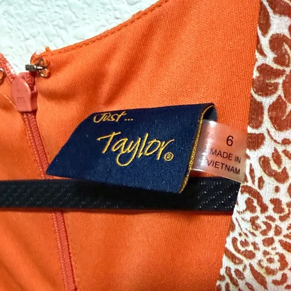 Just Taylor Orange Paisley Floral Smocked Waist Tiered Mini Dress Womens Size‎ 6 - Image 5