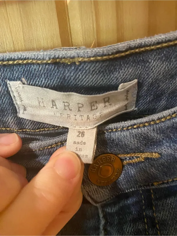 Harper Indigo Denim Jeans with Gold Stitching - Image 3
