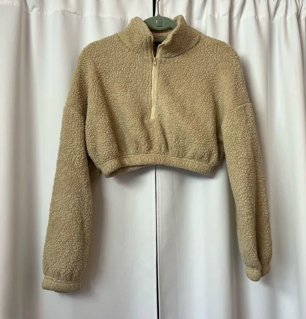 SheIn Beige Fuzzy Two Piece Co-ord Lounge Set Size Medium - Image 2