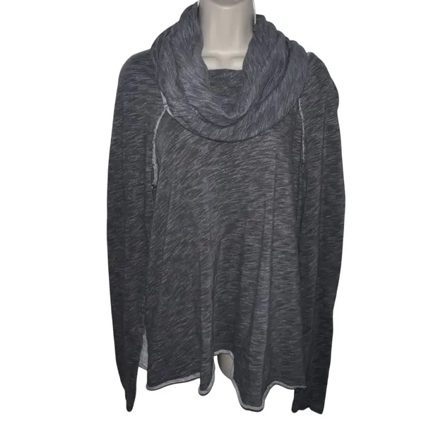 FP Beach Two Body Corps Deux Cowl Neck Space Dye Top Grey Long Sleeve Size XS/S - Image 2