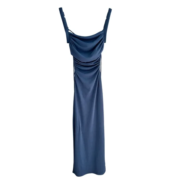 Hello Molly Frose on Repeat Midi Dress Blue XS US 2 Wedding Guest Cocktail - Image 3