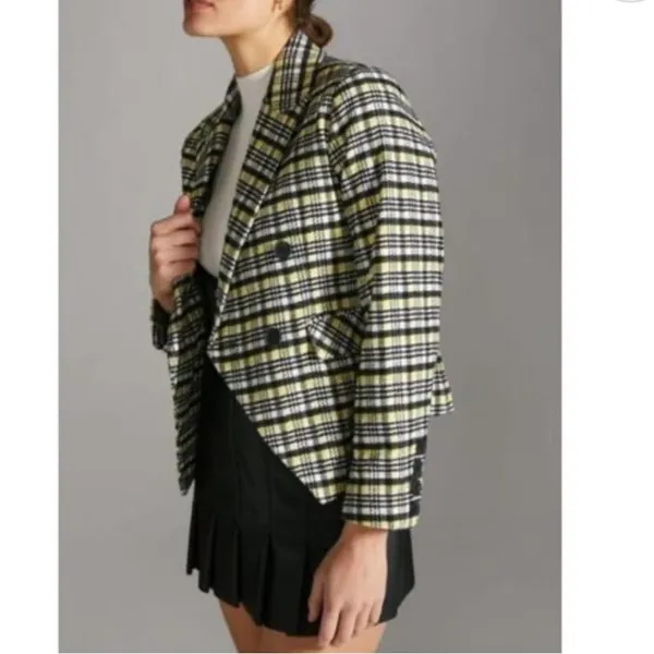 Anthropologie Avec Les Filles Wool Blend Blazer Jacket Plaid Fall Aesthetic - Image 8