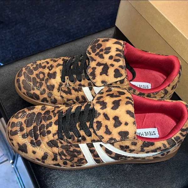 Steve Madden Leopard Print Sneakers with Red Accents - Image 4