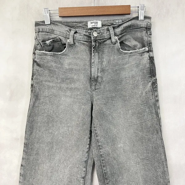 Kensie Jeans The Kaya High Rise Wide Leg Womens 8‎ Raw Hem Grunge Street Urban - Image 3