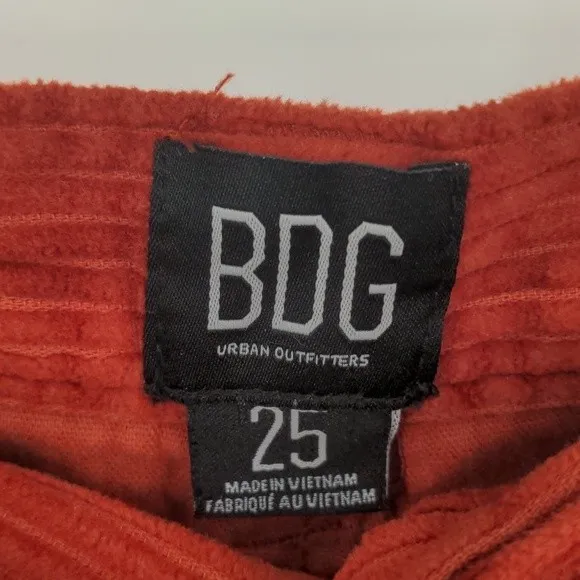 BDG Urban Outfitters Orange/Red Corduroy Straight Leg‎ Mid Rise Pant Size 25 - Image 9