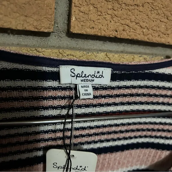 NWT Splendid Striped Flare Bell Sleeve Ribbed Knit Sweater Top Size Medium - Image 3