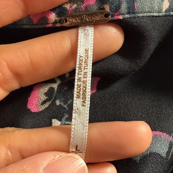 Free People Maxi Dress Size Large Black and Pink Long Sleeve Boho - Image 7