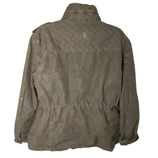 Levi’s Quilted Utility Military Jacket Epaulets Army Green XL - Image 2
