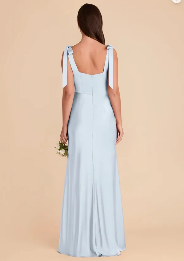 Light baby blue satin long maxi dress - Image 4