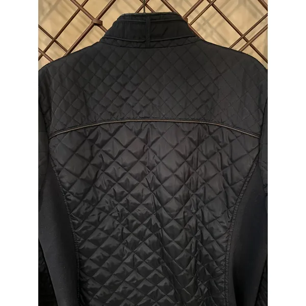 Quilted Moto Jacket Sherpa Lined Y2K Equestrian Elbow Patch Navy 1X Cavalini‎ - Image 5