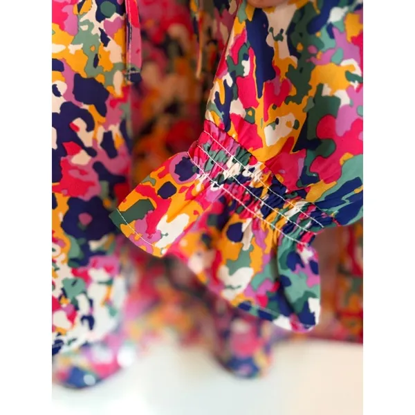 Michelle McDowell Colorful Abstract Ruffle Sleeve Blouse Size Small - Image 4