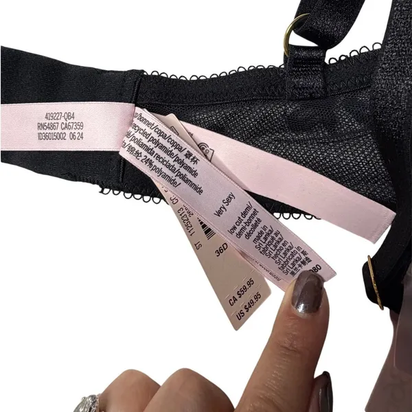 Victoria’s Secret Very Sexy Black Lace Demi Bra 36D NWT - Image 9