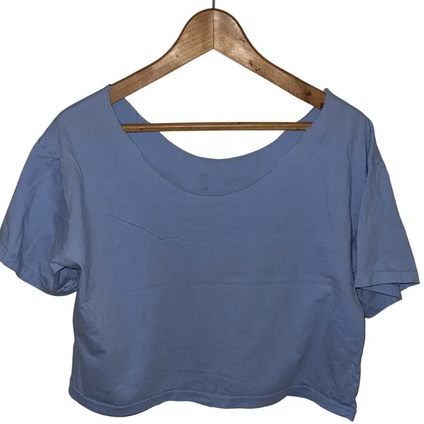 Polo Ralph Lauren blue oversized cropped logo t-shirt‎ women's small - Image 7
