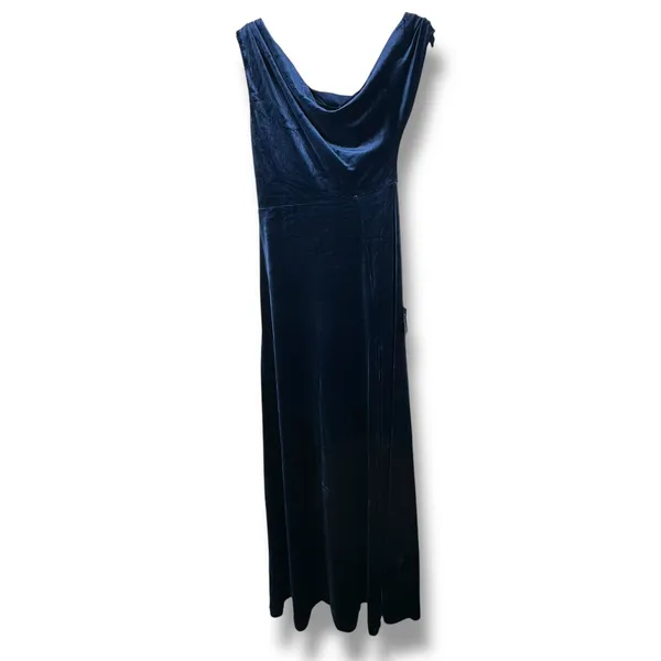 NEW Lulus Coveted Confidence Navy Blue Velvet Asymmetrical Maxi Dress Small - Image 5