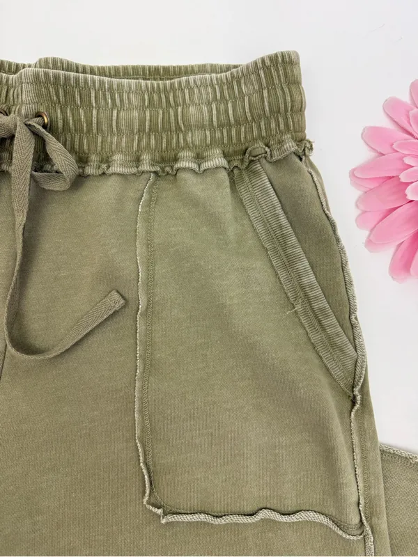 Anthropologie X Daily Practice The Seamed Wide Leg Pants Lounge Olive Green - Image 6