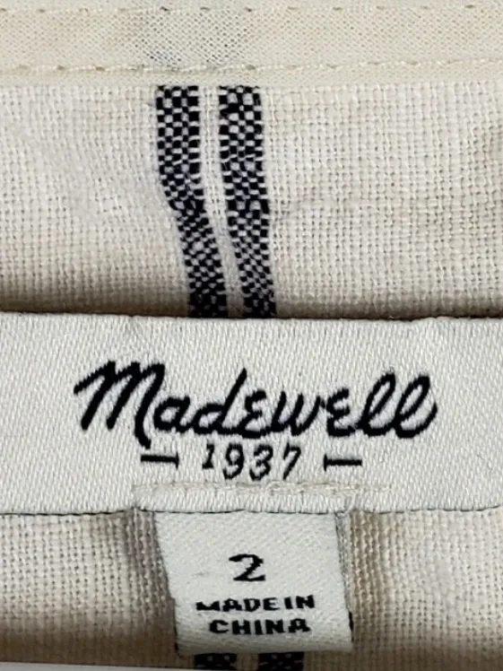 Madewell Striped Open Back Sleeveless Linen Cotton Blend Pleated Dress 2 - Image 7