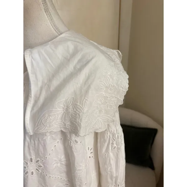 Damson‎ Madder Cassidy Long-Sleeve Eyelet Mini Dress White Size 6 - Image 3
