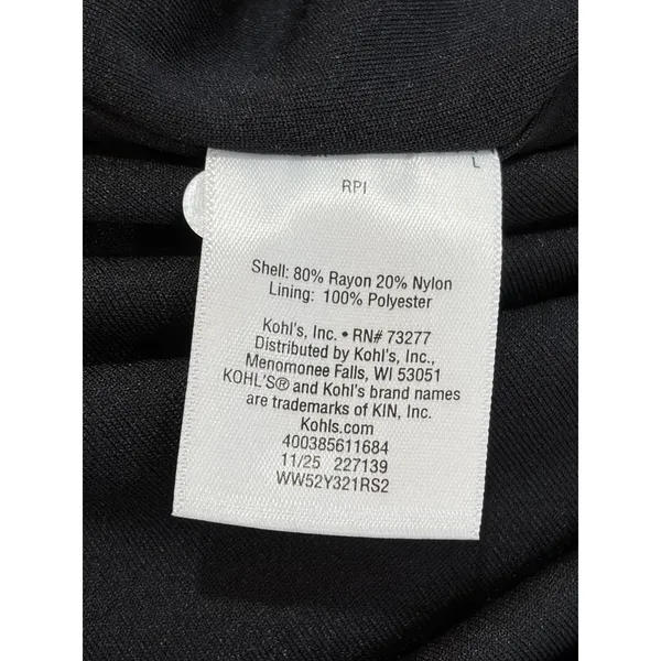 Minimalist Black Midi Skirt Elastic Waist Belt Loops Nine West L Whimsigoth - Image 4