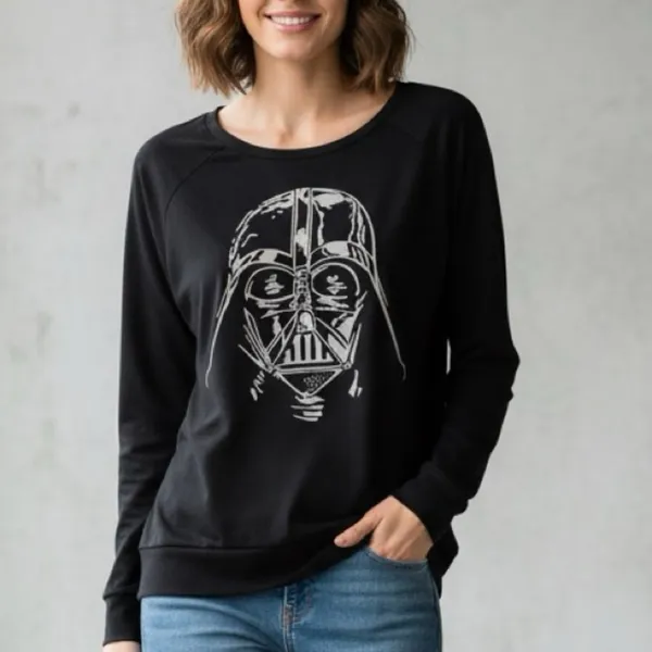 Star Wars Darth Vader Graphic Pullover Sweatshirt Scoop Neck Banded Hem Top XL - Image 9