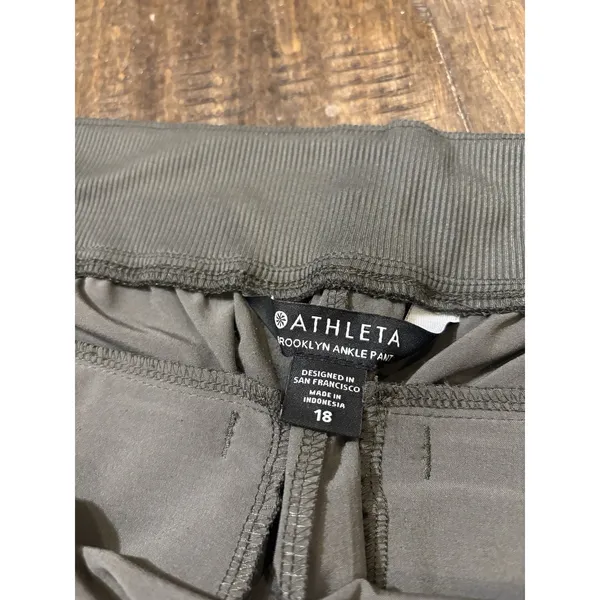 ATHLETA Brooklyn Ankle Pant Womens Size‎ 18 Olive Lightweight City - Image 2