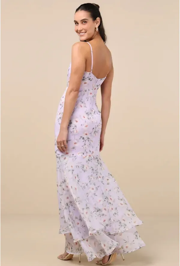 Lulus Dress Maxi Lavender Floral - Image 2