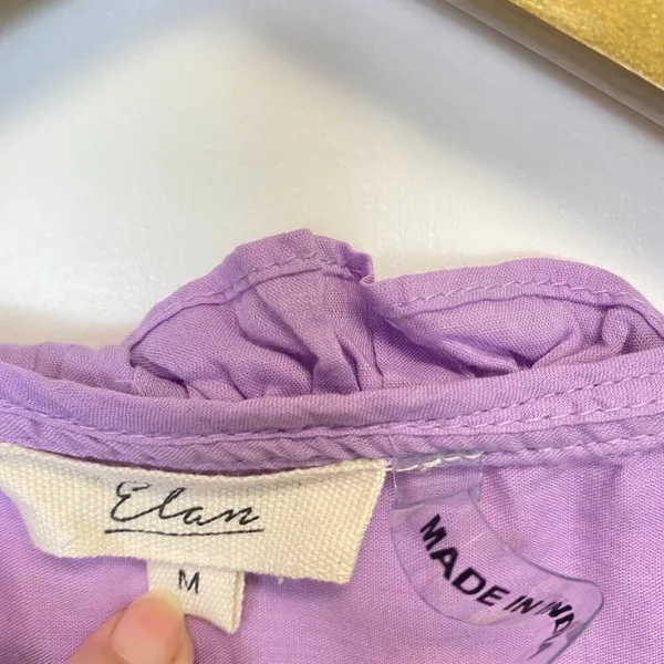 Elan Purple Ruffle Button Down Waist Tie Dress - Image 4