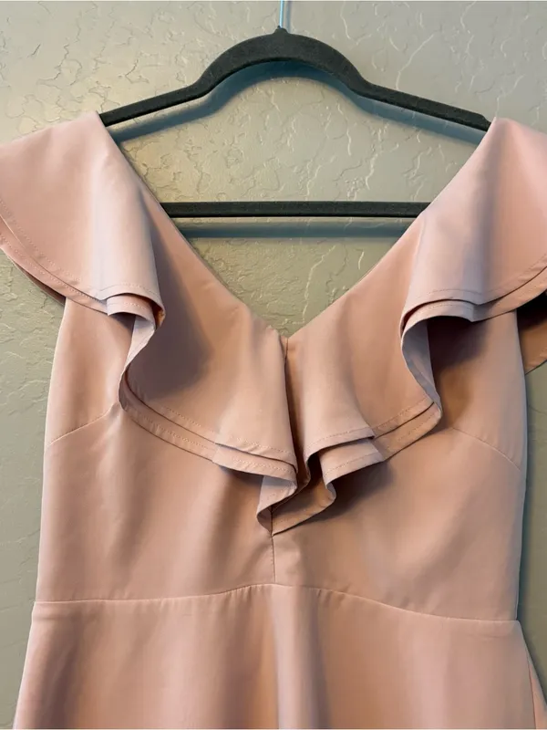 Lulus Divine Darling Light Pink Ruffled Skater Dress size large - Image 4