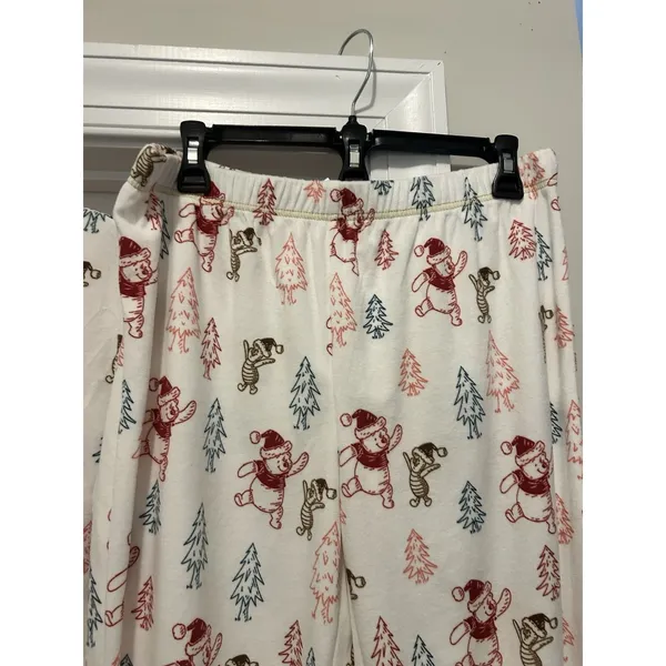 Disney Winnie The Pooh Holiday Christmas Pajama Set Top & Pants Medium Knit Cozy - Image 4